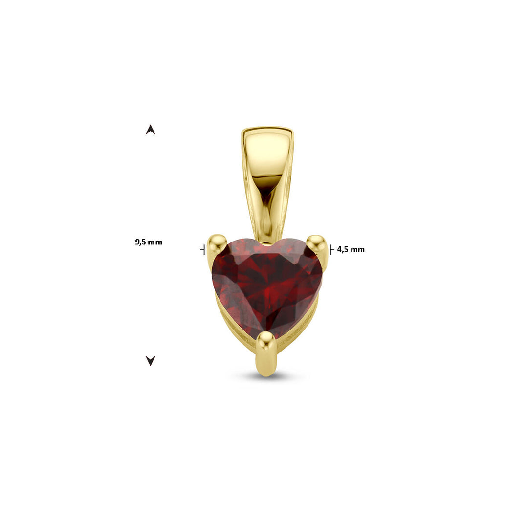 14K Geelgouden Hart Hanger met Januari Geboortesteen – 9,5mm