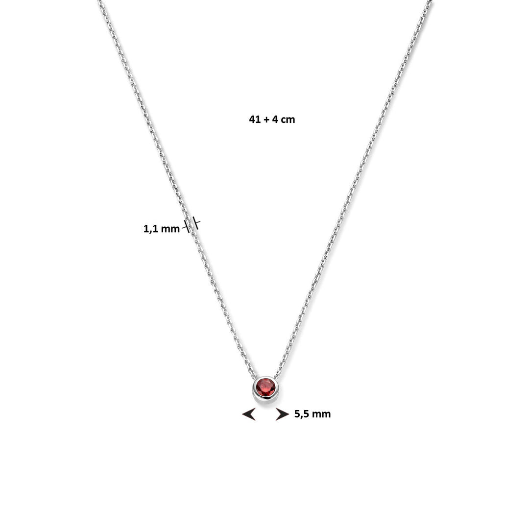 925 Zilveren Collier Januari Zirkonia Geboortesteen 41+4cm