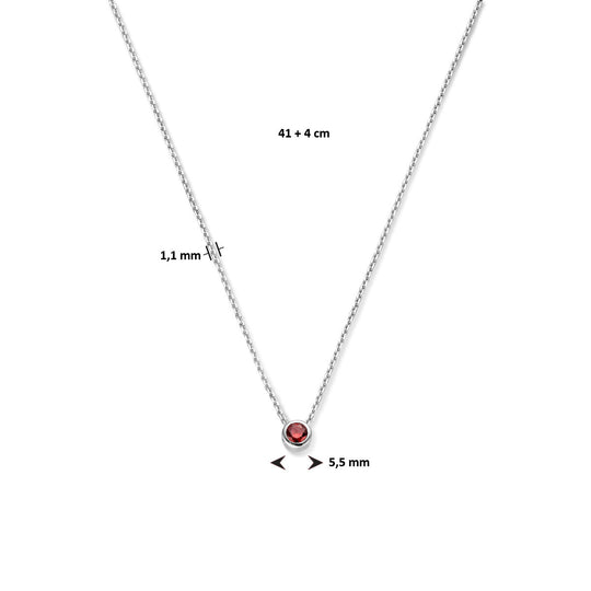 925 Zilveren Collier Januari Zirkonia Geboortesteen 41+4cm