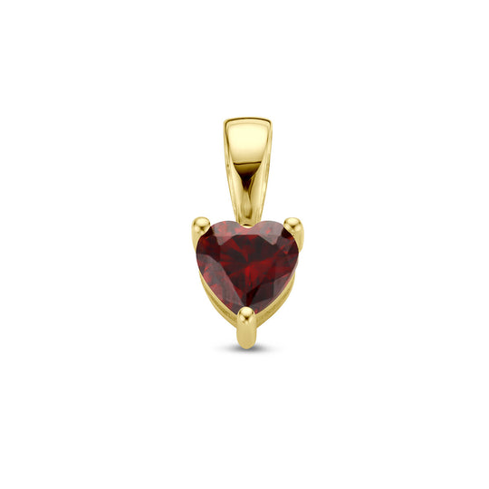 14K Geelgouden Hart Hanger met Januari Geboortesteen – 9,5mm
