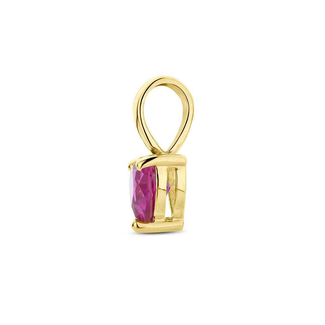 14K Geelgouden Hart Hanger met Juli Geboortesteen – 9,5mm