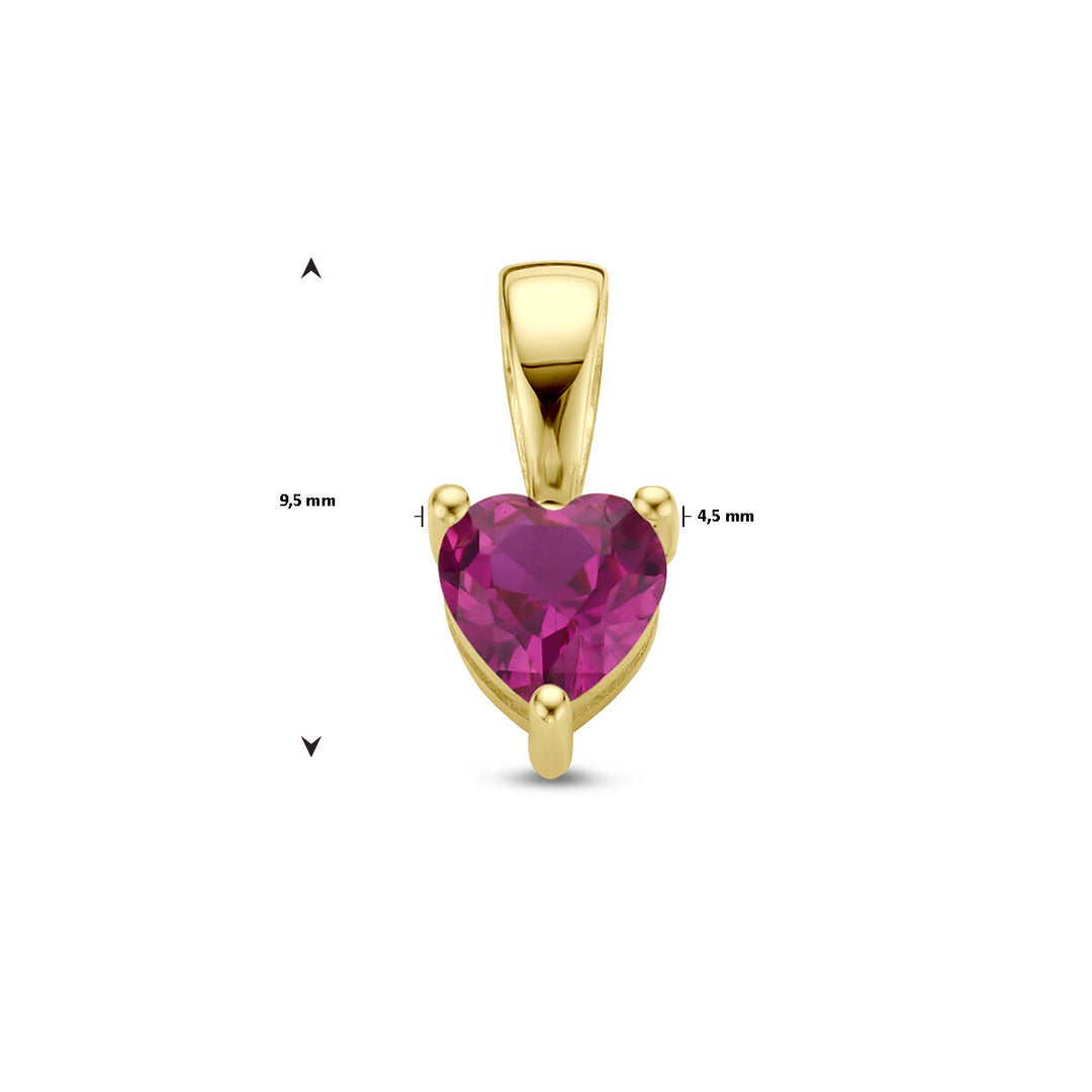 14K Geelgouden Hart Hanger met Juli Geboortesteen – 9,5mm