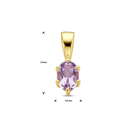 14K Geelgouden Hanger met Juni Geboortesteen – 13x4,5mm