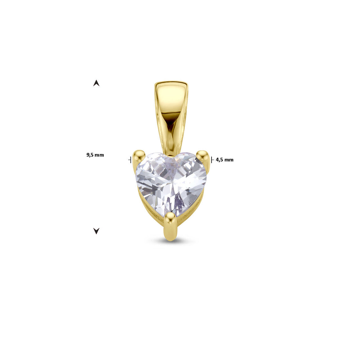 14K Geelgouden Hart Hanger met Juni Geboortesteen – 9,5mm