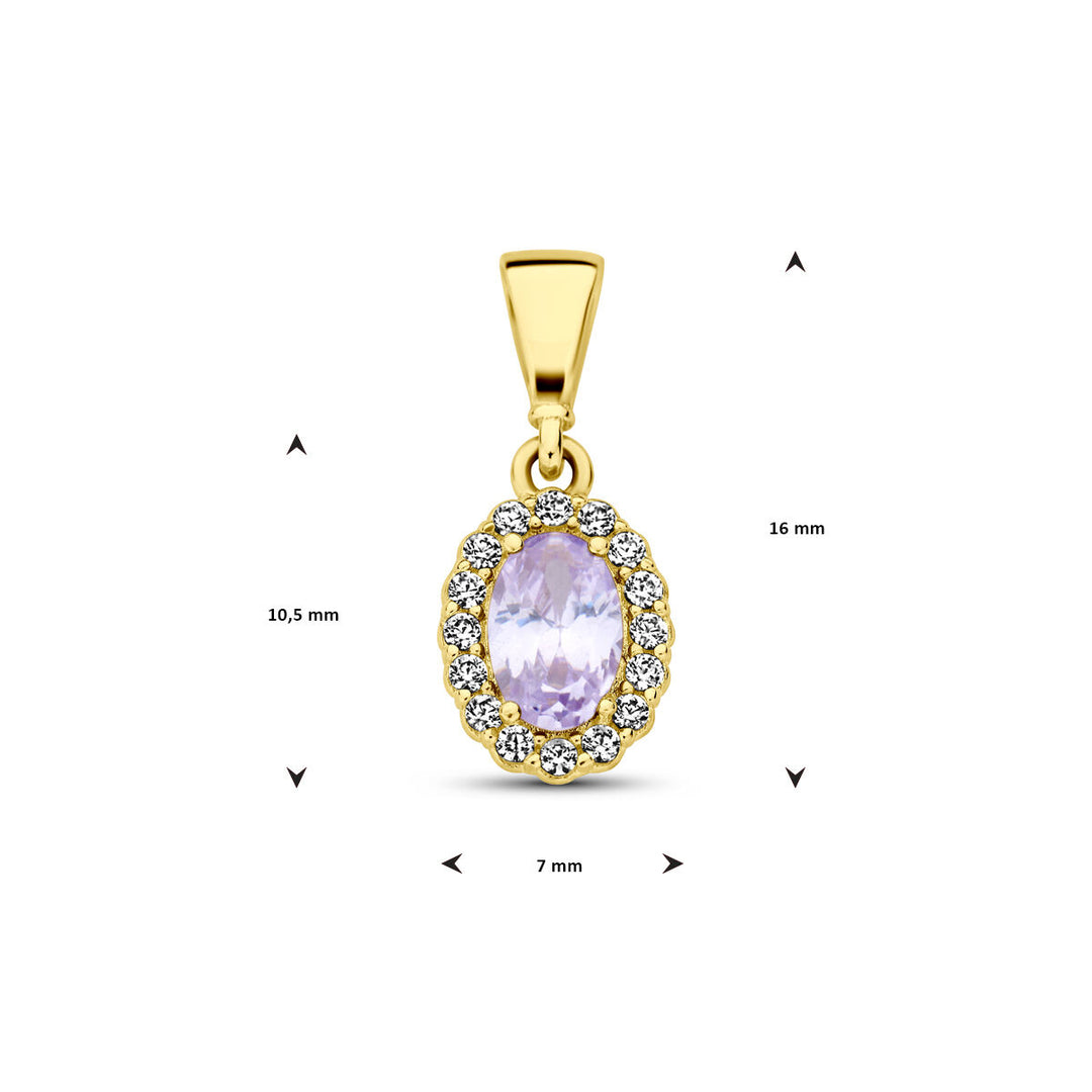14K Geelgouden Hanger met Juni Geboortesteen Zirkonia – 16mm