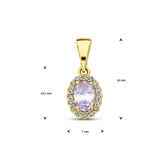 14K Geelgouden Hanger met Juni Geboortesteen Zirkonia – 16mm