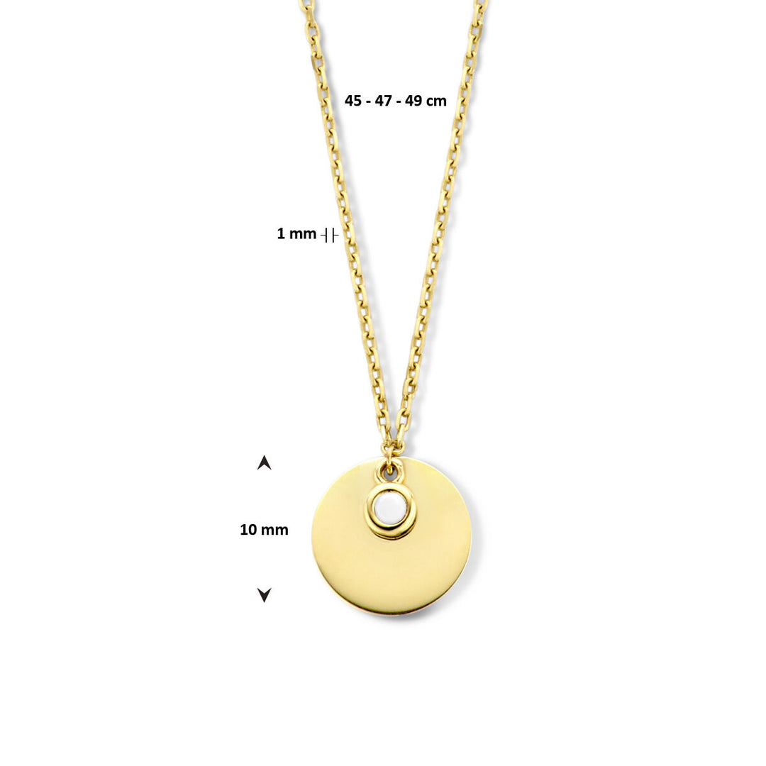 14K Geelgouden Graveercollier Juni Zirkonia Geboortesteen 45-49cm