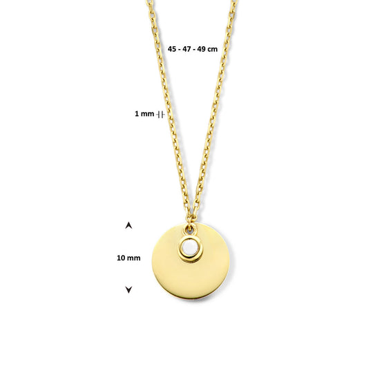 14K Geelgouden Graveercollier Juni Zirkonia Geboortesteen 45-49cm
