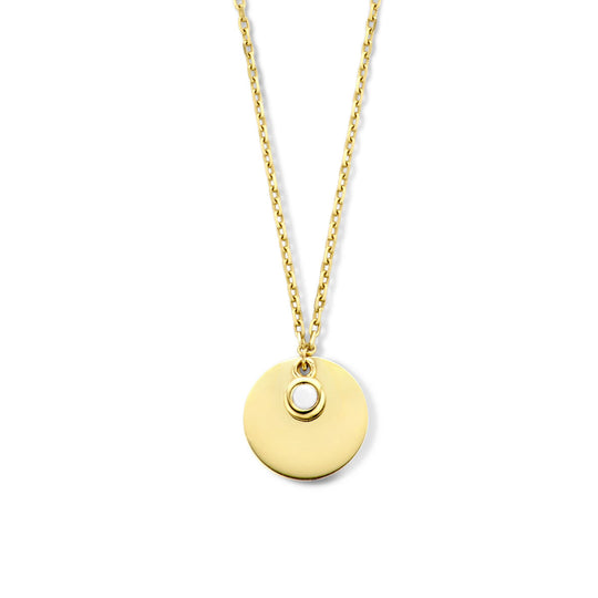 14K Geelgouden Graveercollier Juni Zirkonia Geboortesteen 45-49cm