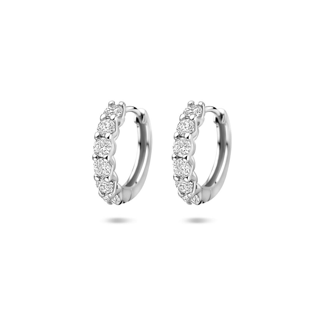 Gerhodineerd Zilveren Klapoorringen met Zirkonia – 14,5x2,5mm – 925 Zilver