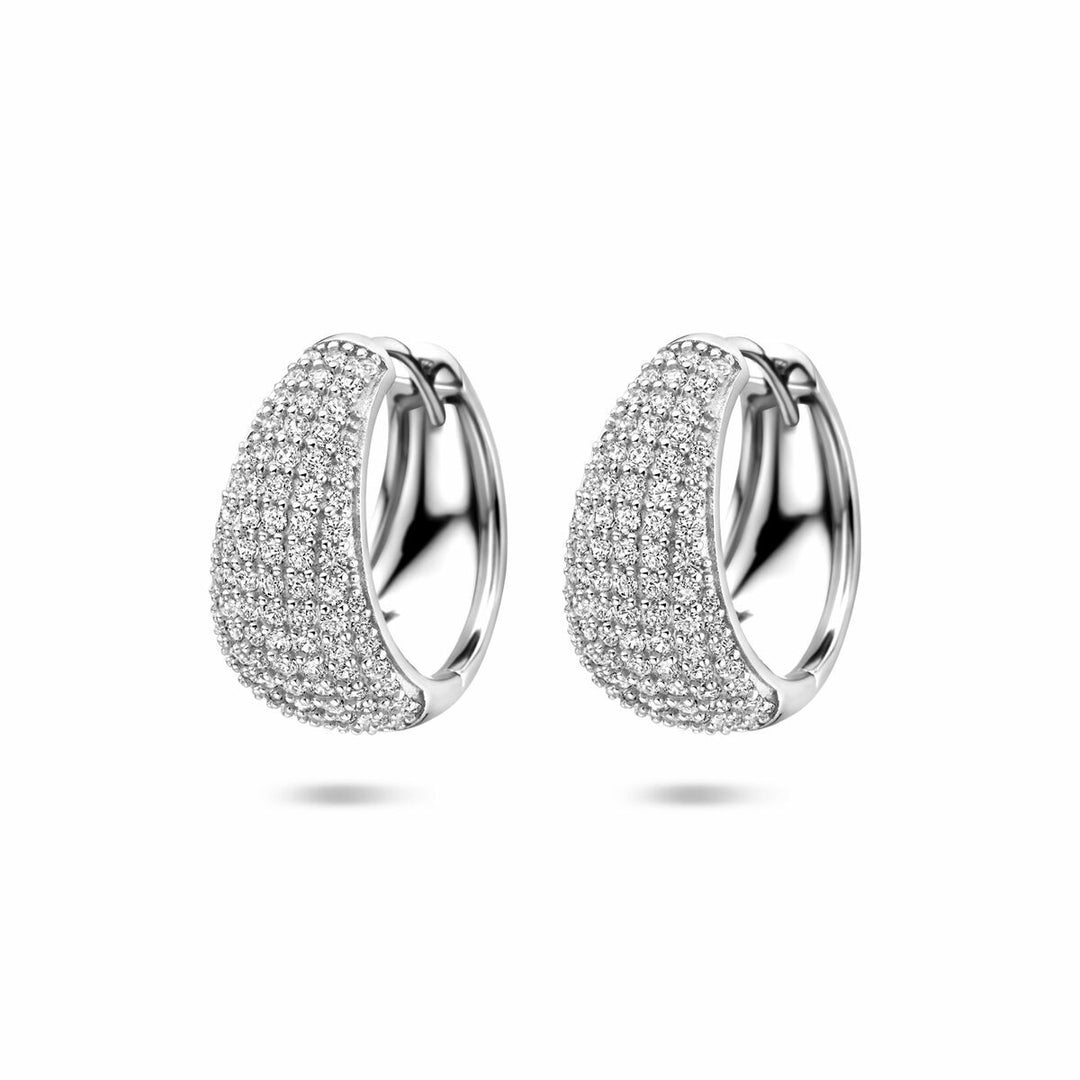 Gerhodineerd Zilveren Klapoorringen met Zirkonia – 18x9,5mm – 925 Zilver