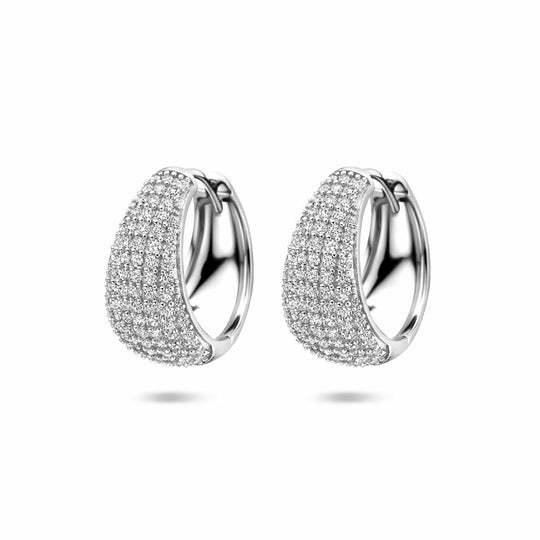 Gerhodineerd Zilveren Klapoorringen met Zirkonia – 18x9,5mm – 925 Zilver