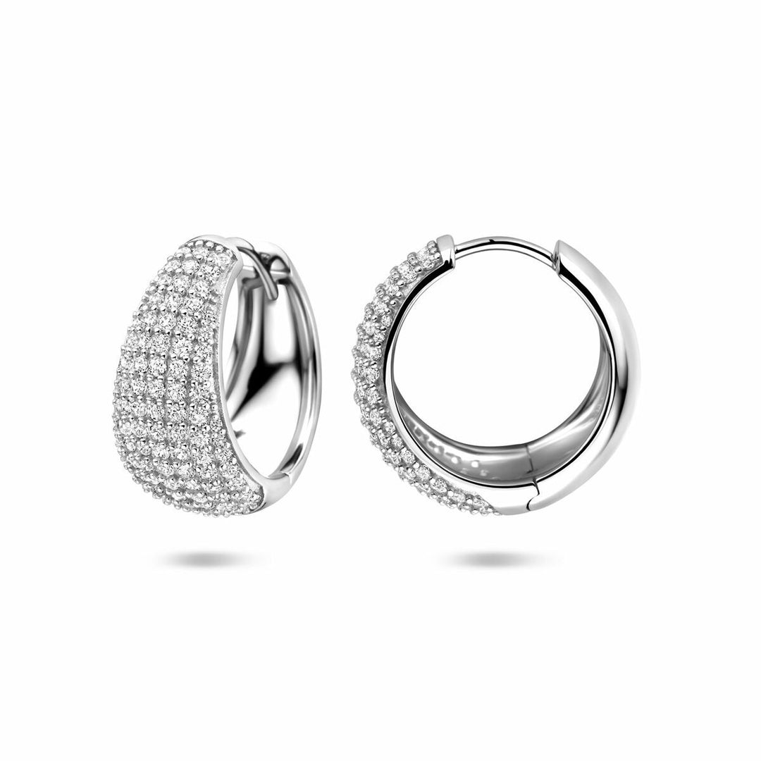Gerhodineerd Zilveren Klapoorringen met Zirkonia – 18x9,5mm – 925 Zilver