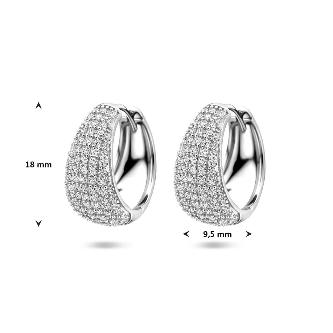 Gerhodineerd Zilveren Klapoorringen met Zirkonia – 18x9,5mm – 925 Zilver