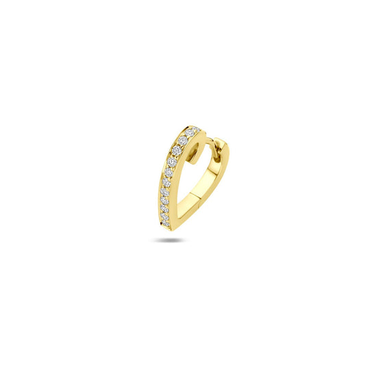Klapoorring Hart 13,5mm – 14k Geelgoud met Diamant 0.11ct – Per Stuk