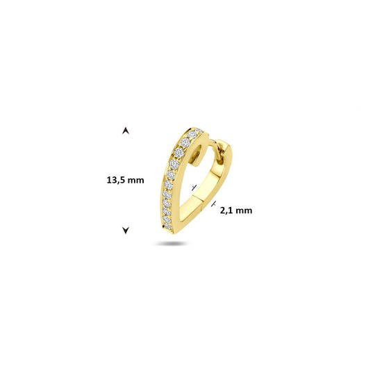 Klapoorring Hart 13,5mm – 14k Geelgoud met Diamant 0.11ct – Per Stuk