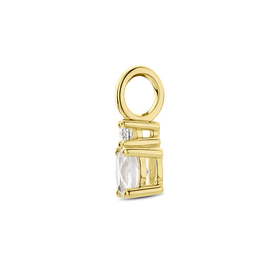 14K Geelgouden Hanger met Juni Geboortesteen & Diamant 0.02ct – 10,5mm