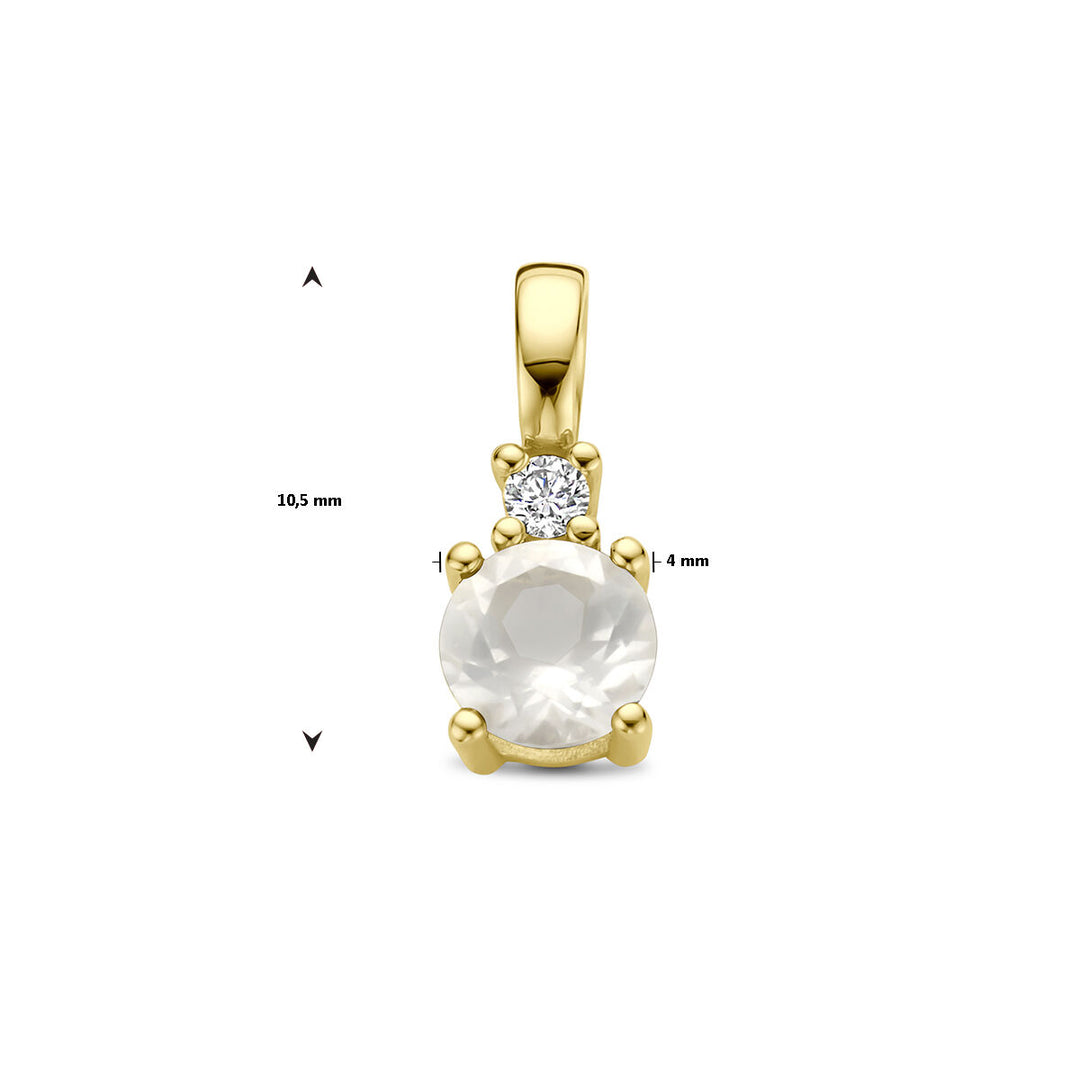 14K Geelgouden Hanger met Juni Geboortesteen & Diamant 0.02ct – 10,5mm