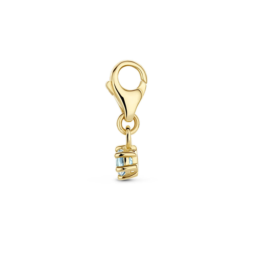 14K Geelgouden Slotbedel met Maart Geboortesteen – 15,5mm