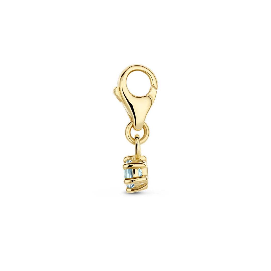 14K Geelgouden Slotbedel met Maart Geboortesteen – 15,5mm