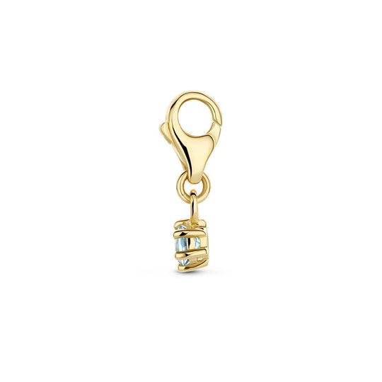 14K Geelgouden Slotbedel met Maart Geboortesteen – 15,5mm