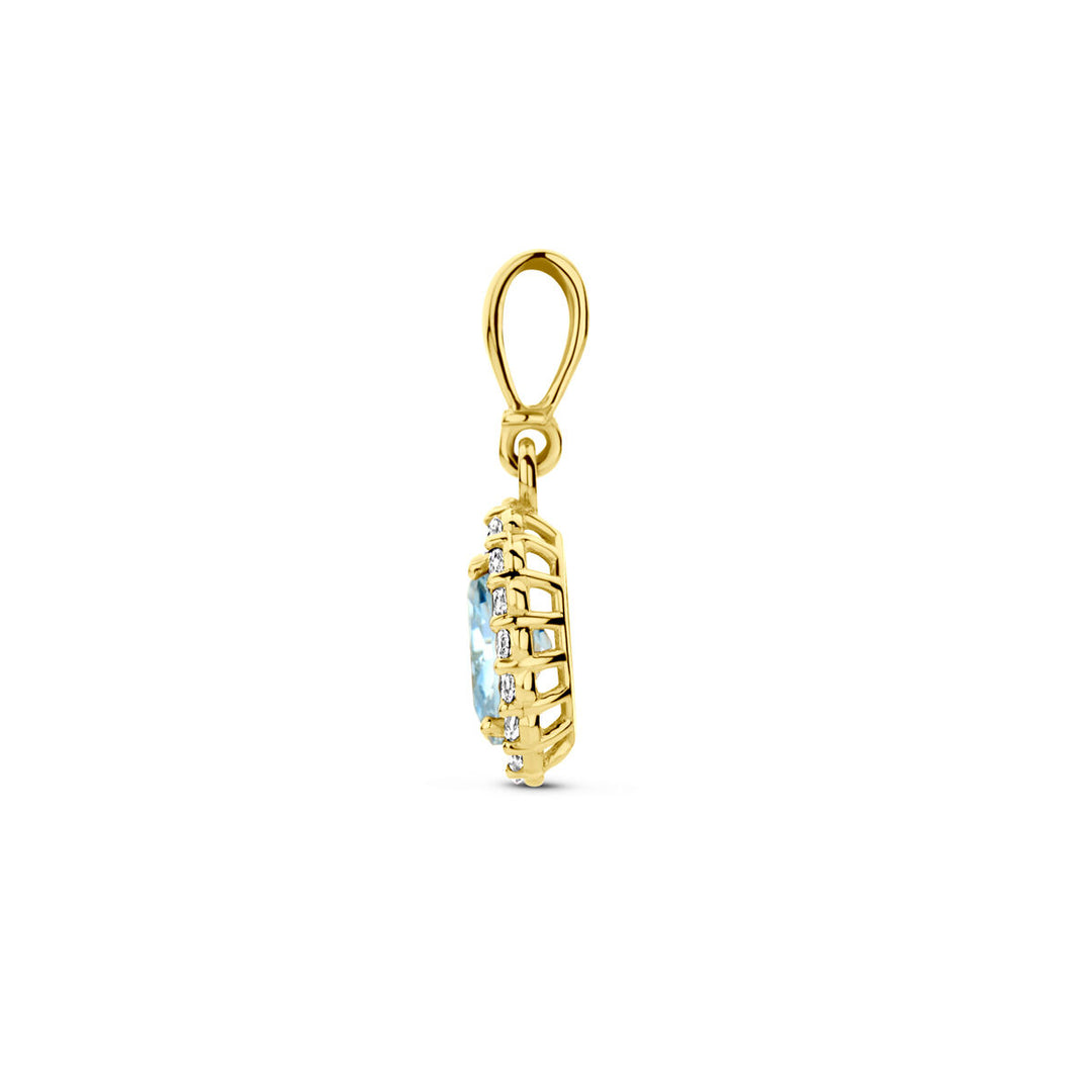14K Geelgouden Hanger met Maart Geboortesteen Zirkonia – 16mm