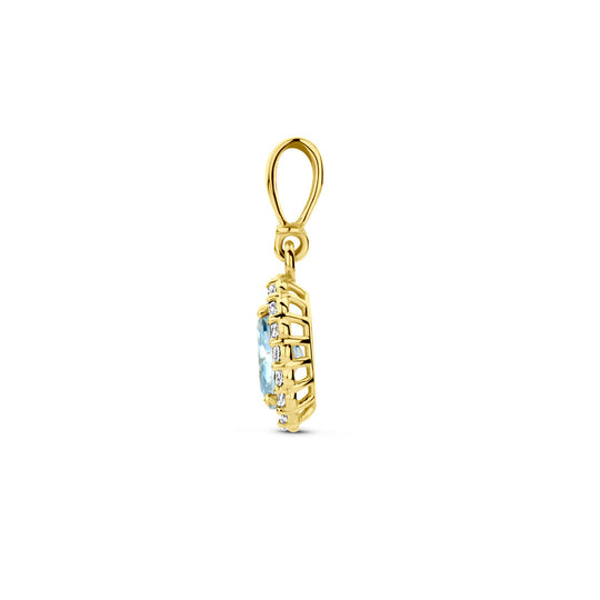 14K Geelgouden Hanger met Maart Geboortesteen Zirkonia – 16mm