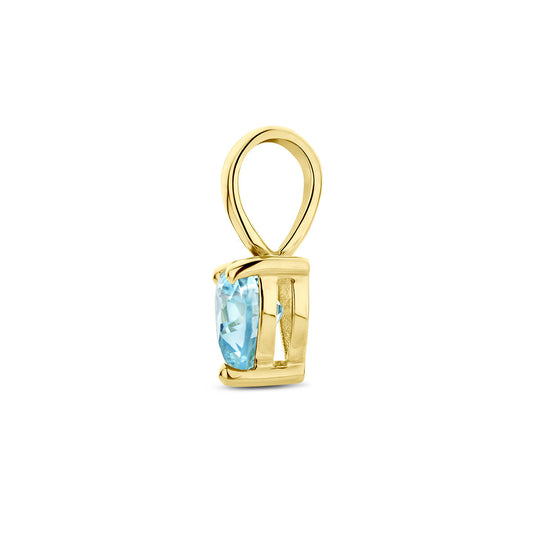 14K Geelgouden Hart Hanger met Maart Geboortesteen – 9,5mm