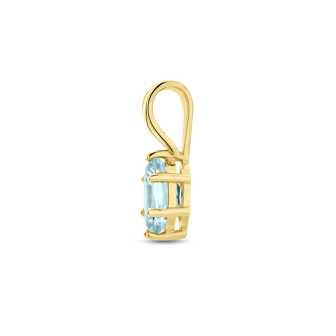 14K Geelgouden Hanger met Maart Geboortesteen – 13x4,5mm