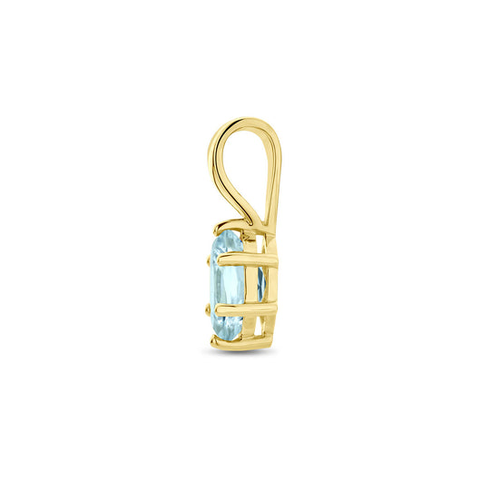14K Geelgouden Hanger met Maart Geboortesteen – 13x4,5mm