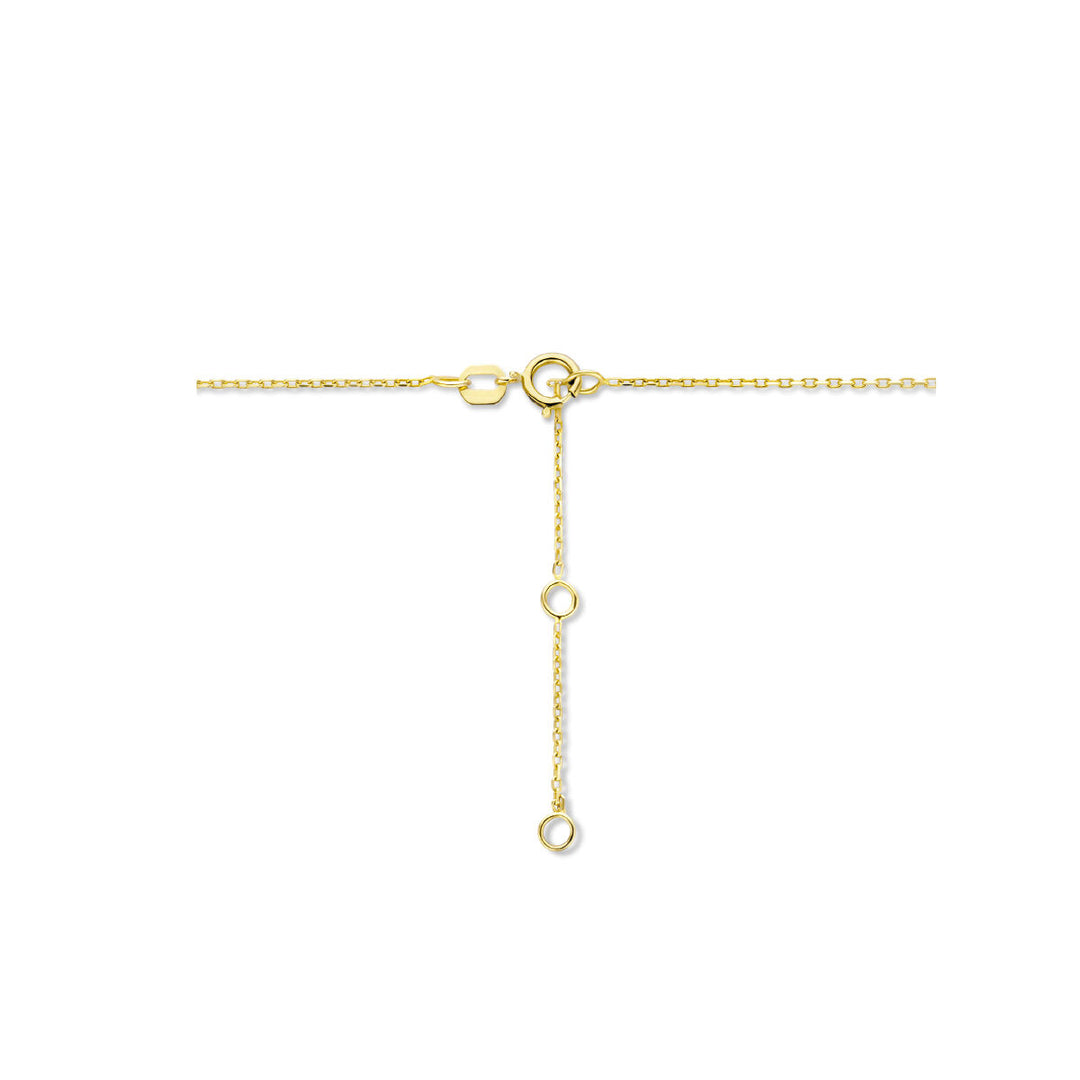 14K Geelgouden Graveercollier Maart Zirkonia Geboortesteen 45-49cm