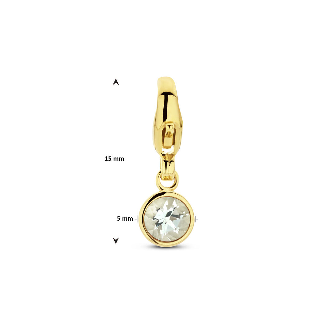 14K Geelgouden Slotbedel Maart Geboortesteen 15x5mm