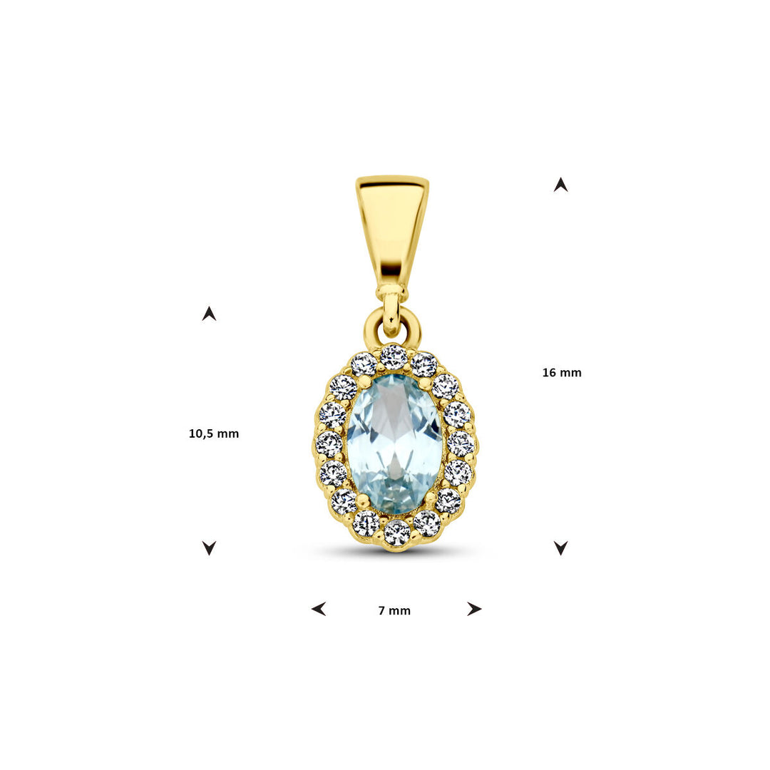 14K Geelgouden Hanger met Maart Geboortesteen Zirkonia – 16mm