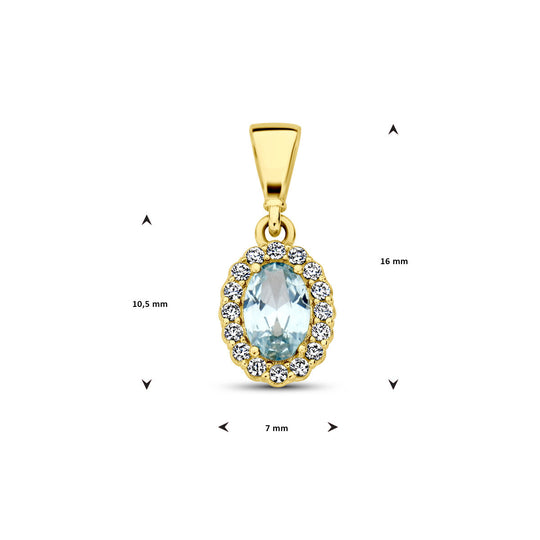 14K Geelgouden Hanger met Maart Geboortesteen Zirkonia – 16mm