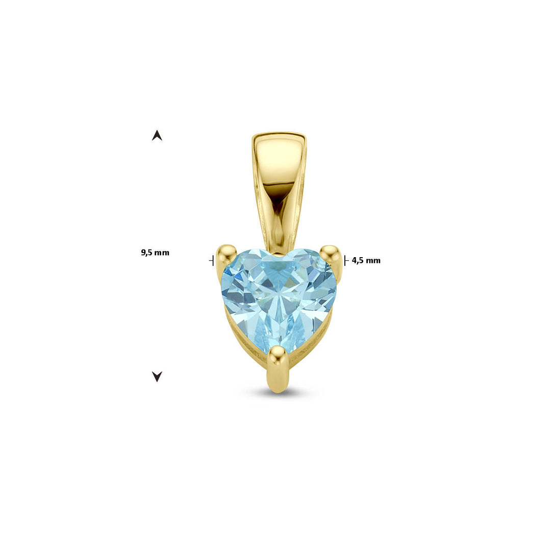 14K Geelgouden Hart Hanger met Maart Geboortesteen – 9,5mm