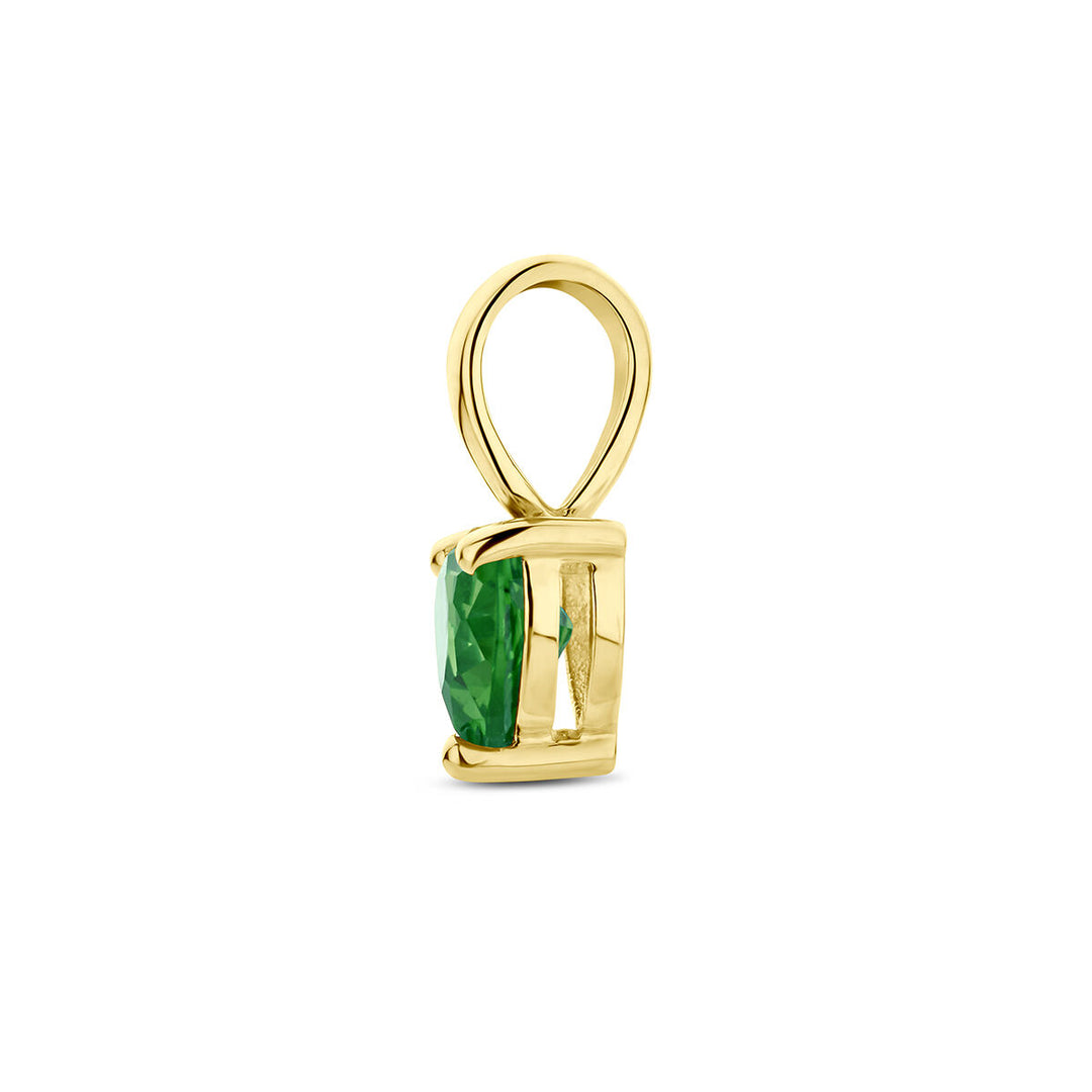 14K Geelgouden Hart Hanger met Mei Geboortesteen – 9,5mm