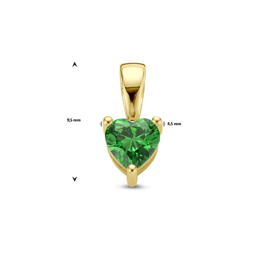 14K Geelgouden Hart Hanger met Mei Geboortesteen – 9,5mm