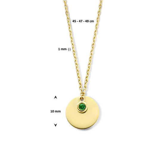 14K Geelgouden Graveercollier Mei Zirkonia Geboortesteen 45-49cm