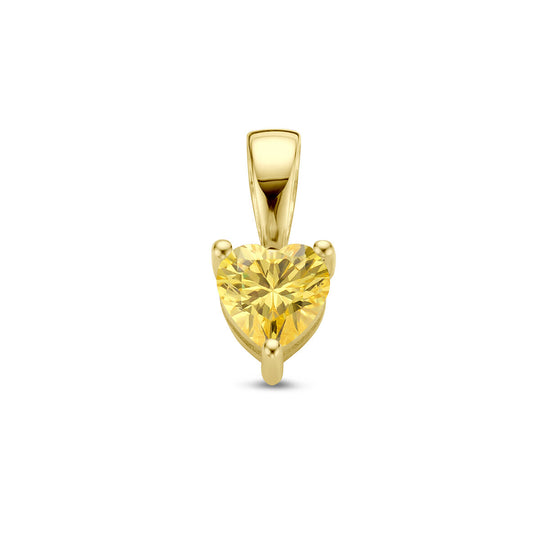 14K Geelgouden Hart Hanger met November Geboortesteen – 9,5mm
