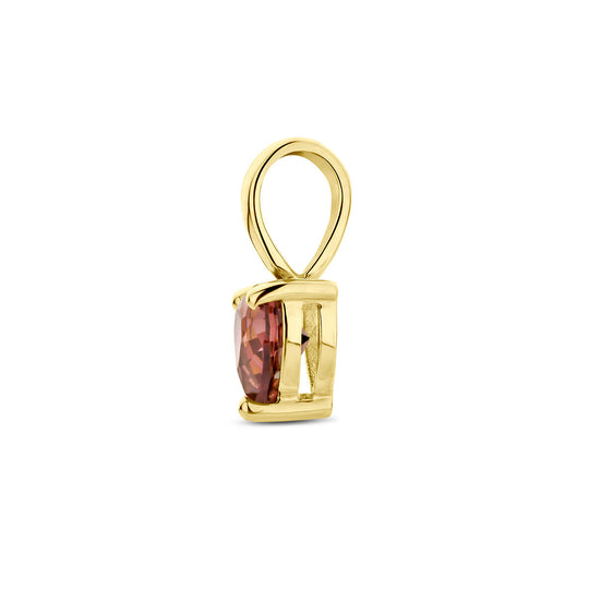 14K Geelgouden Hart Hanger met Oktober Geboortesteen – 9,5mm