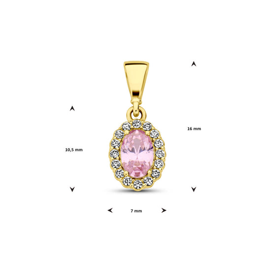14K Geelgouden Hanger met Oktober Geboortesteen Zirkonia – 16mm