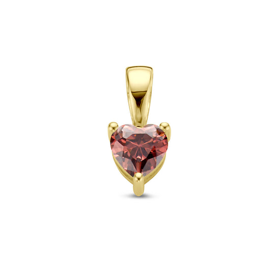 14K Geelgouden Hart Hanger met Oktober Geboortesteen – 9,5mm