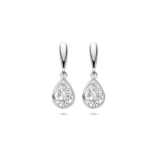 Gerhodineerd Zilveren Oorhangers Druppel met Zirkonia – 20mm – 925 Zilver