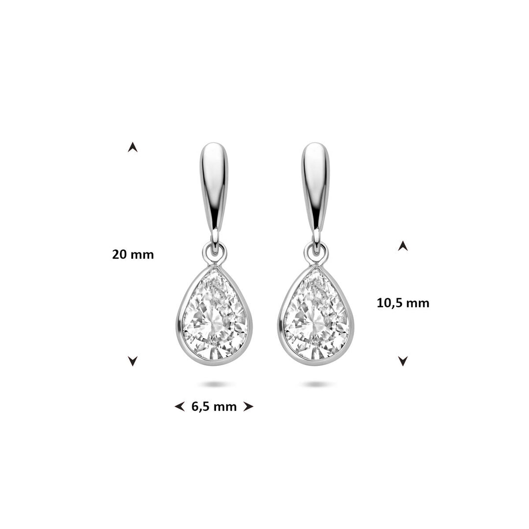 Gerhodineerd Zilveren Oorhangers Druppel met Zirkonia – 20mm – 925 Zilver