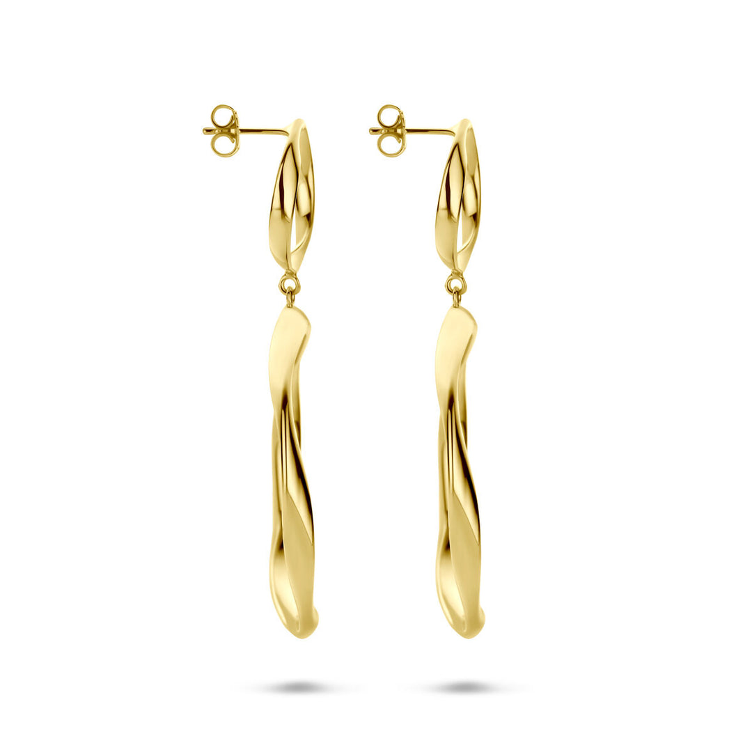 Verguld Zilveren Oorhangers Geel Gedraaid – 66mm – 925 Zilver, 1 Micron