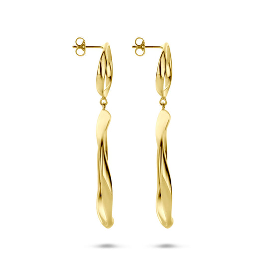 Verguld Zilveren Oorhangers Geel Gedraaid – 66mm – 925 Zilver, 1 Micron