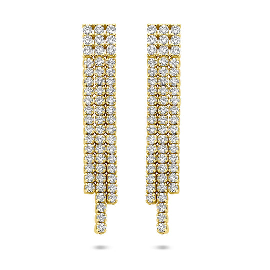 Verguld Zilveren Oorhangers Geel met Zirkonia – 36mm – 925 Zilver