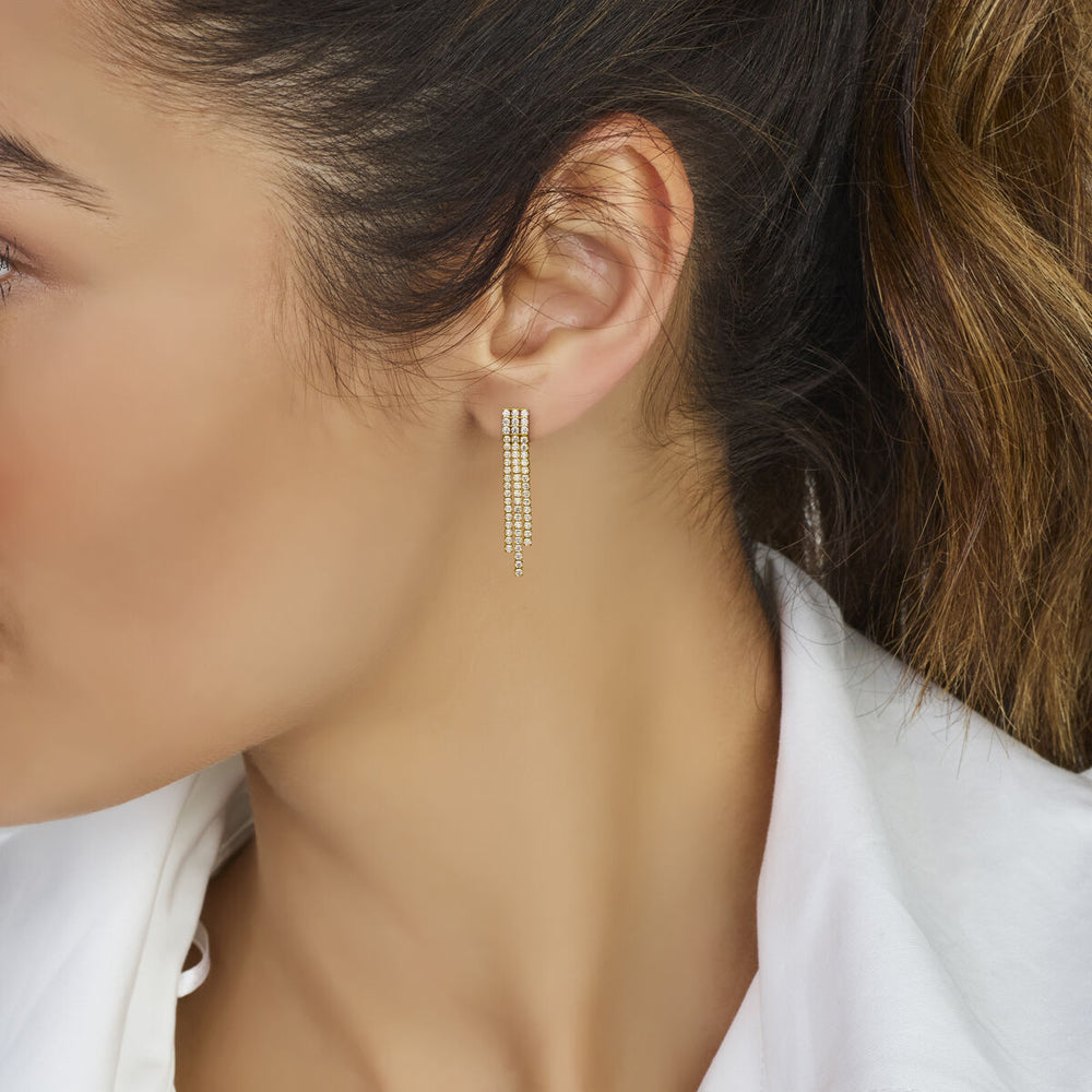 Verguld Zilveren Oorhangers Geel met Zirkonia – 36mm – 925 Zilver