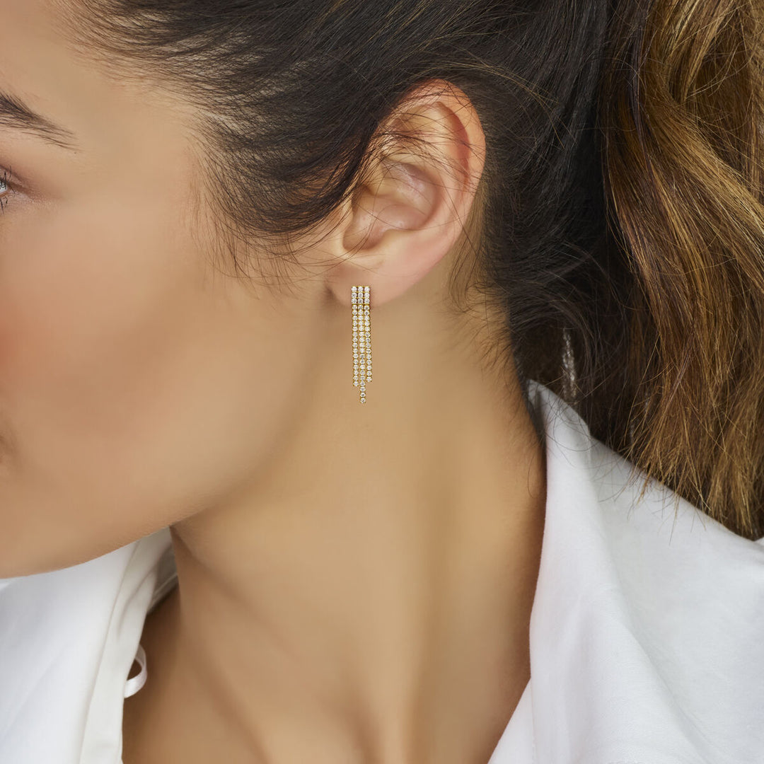 Verguld Zilveren Oorhangers Geel met Zirkonia – 36mm – 925 Zilver