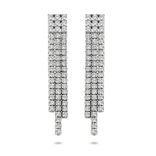 Gerhodineerd Zilveren Oorhangers met Zirkonia – 36mm – 925 Zilver